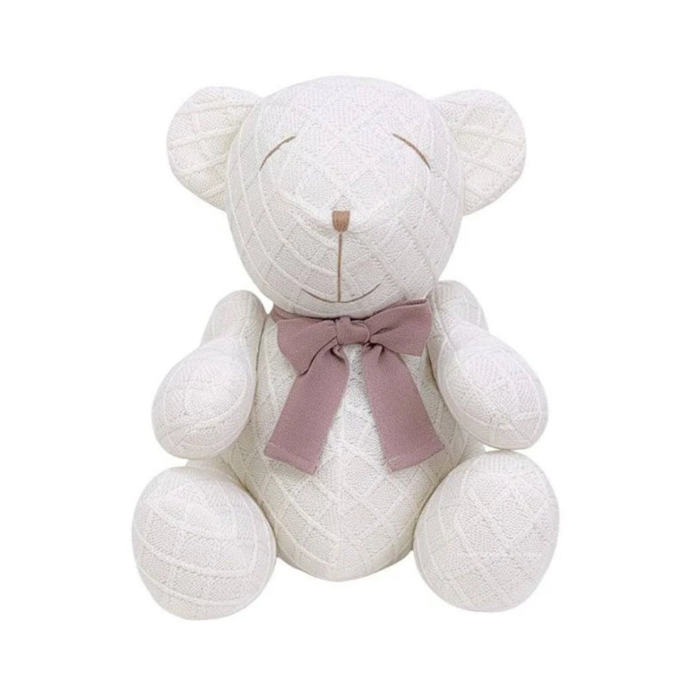 Urso de Tricô Branco Sorridente