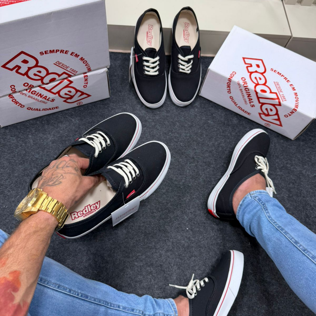 Tênis Redley Vulcanizado Preto e Branco