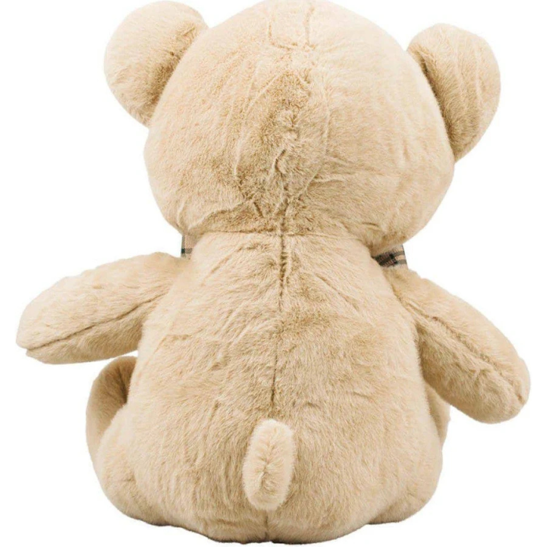Urso de Pelúcia Sentado com Laço Quadriculado