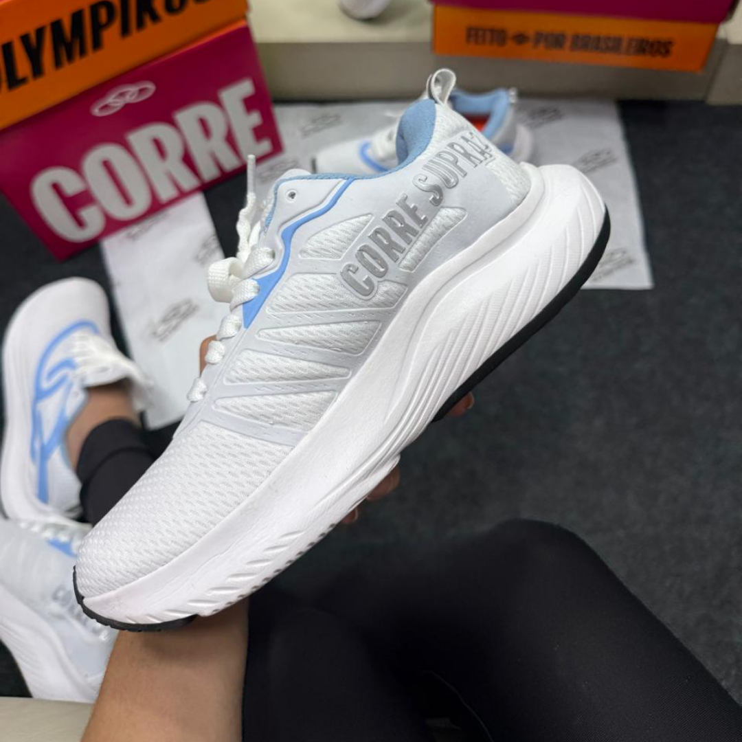 Tênis Feminino Olympikus Corre 2 Branco e Azul Bebê