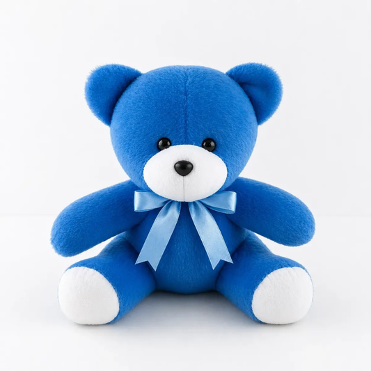 Urso Ted de Pelúcia Azul Com Laço Infantil