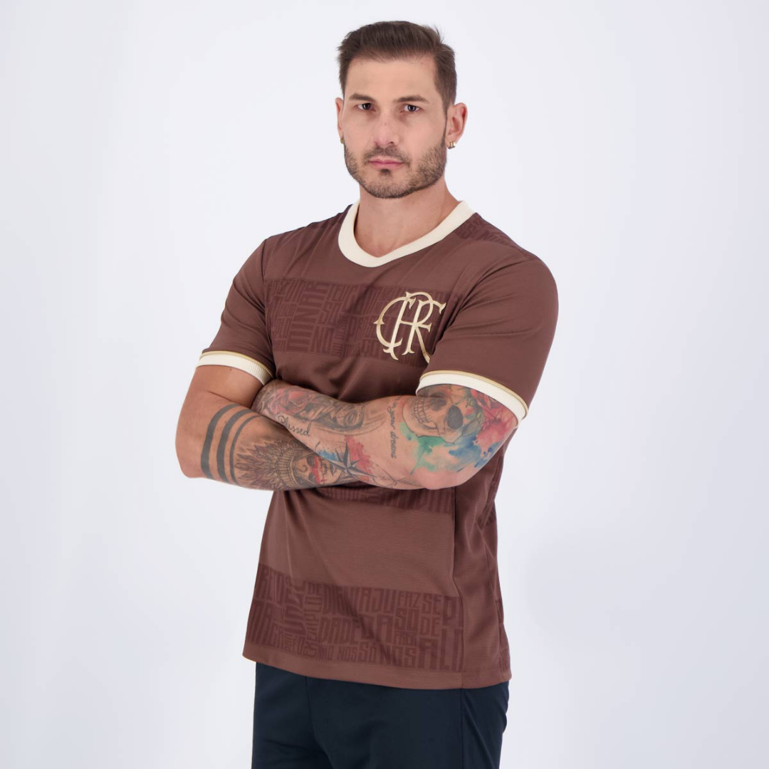 Camisa Flamengo Identidade Marrom Torcedor Masculina