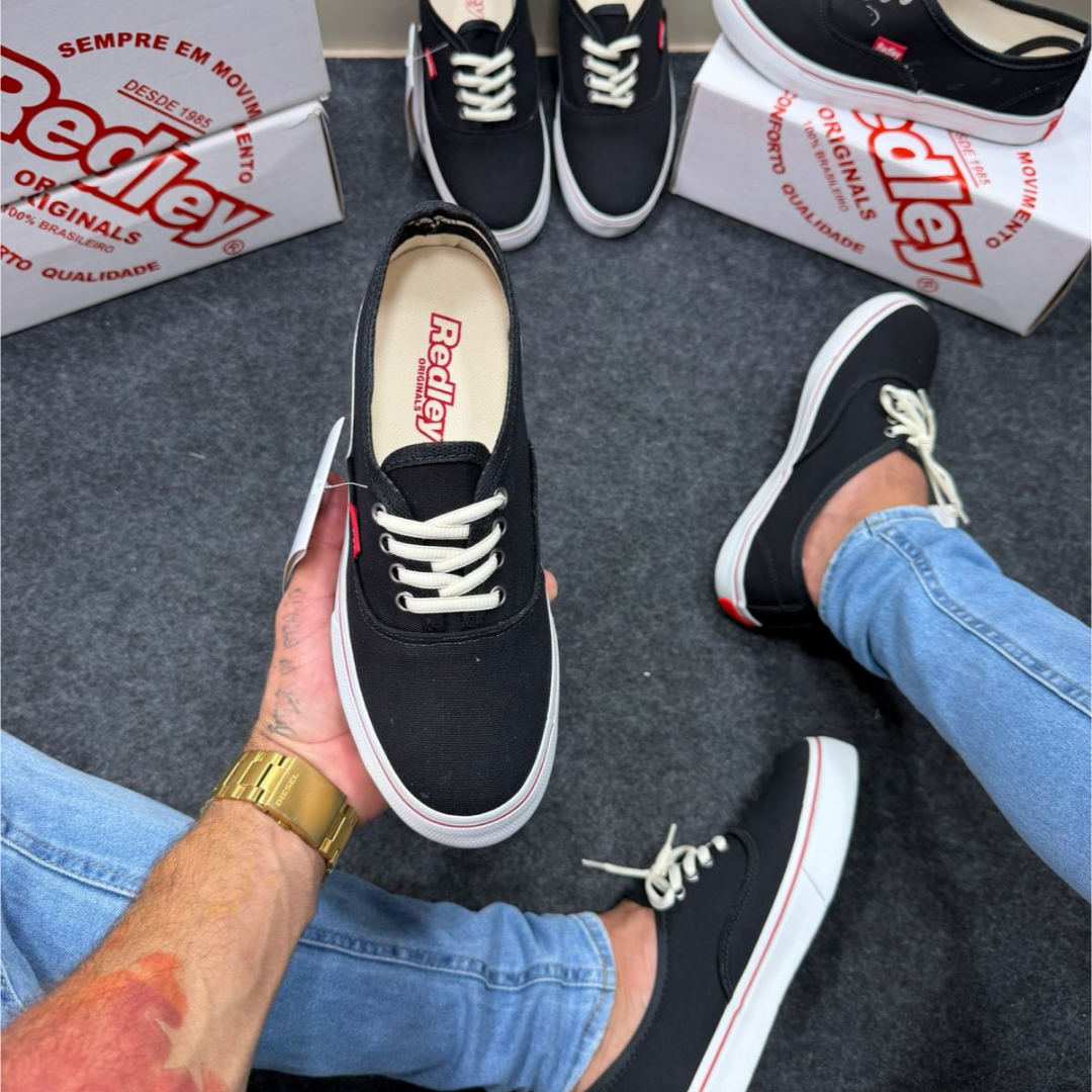 Tênis Redley Vulcanizado Preto e Branco