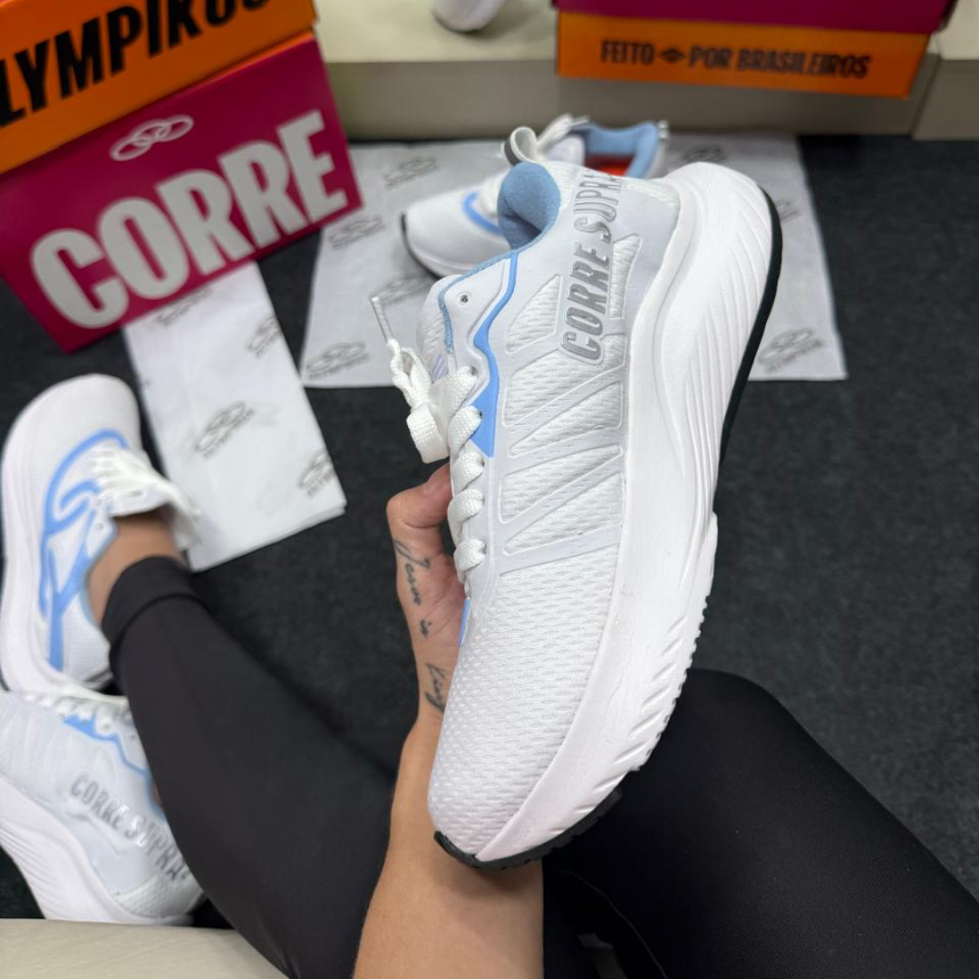 Tênis Feminino Olympikus Corre 2 Branco e Azul Bebê