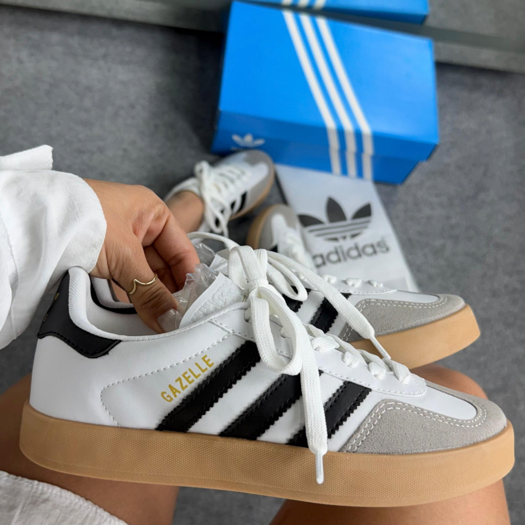 Tênis Feminino Adidas Gazelle Branco e Preto