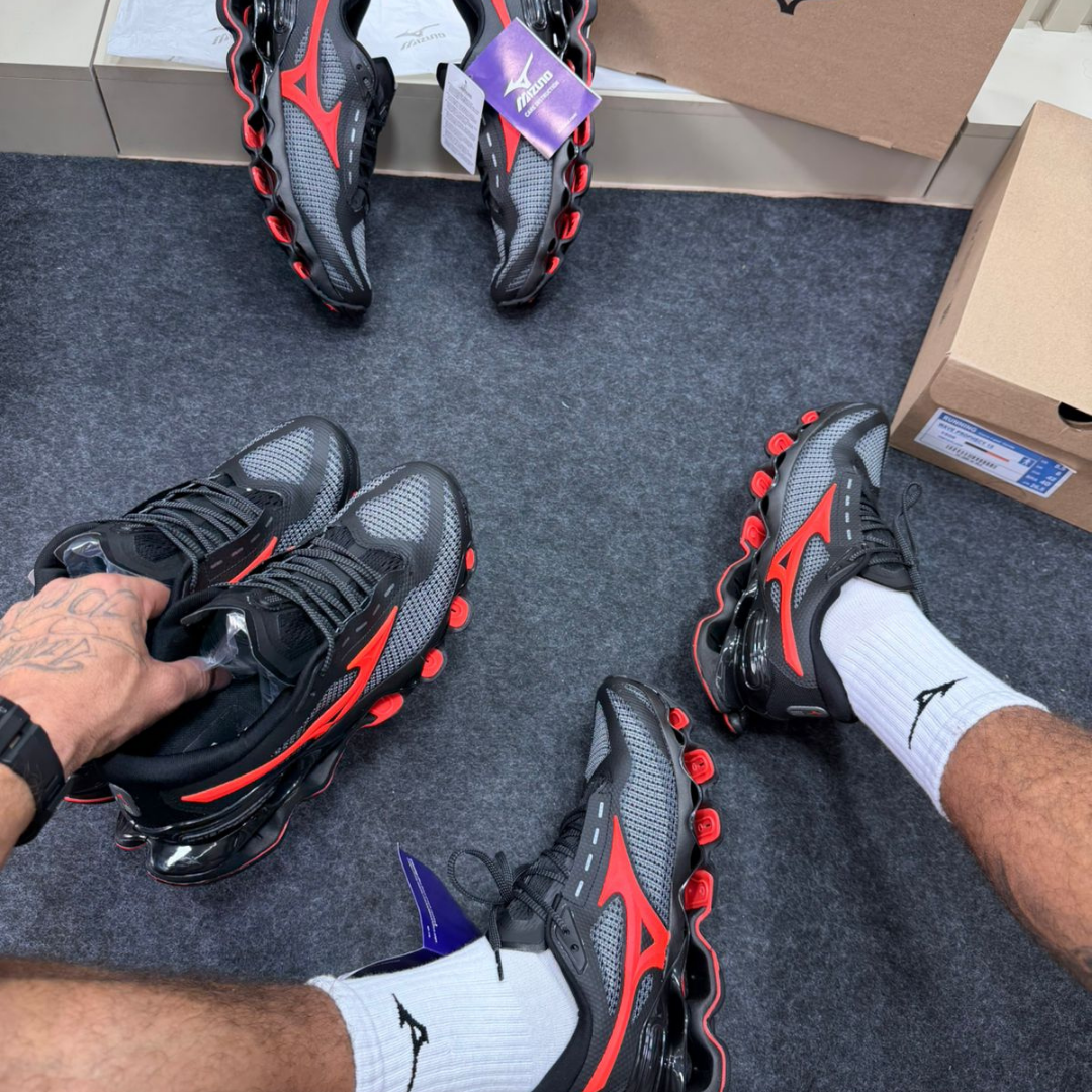 Tênis Masculino Mizuno Wave Prophecy 15 Preto Vermelho