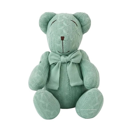 Urso de Tricot Sorrisinho feliz com Laço Verde