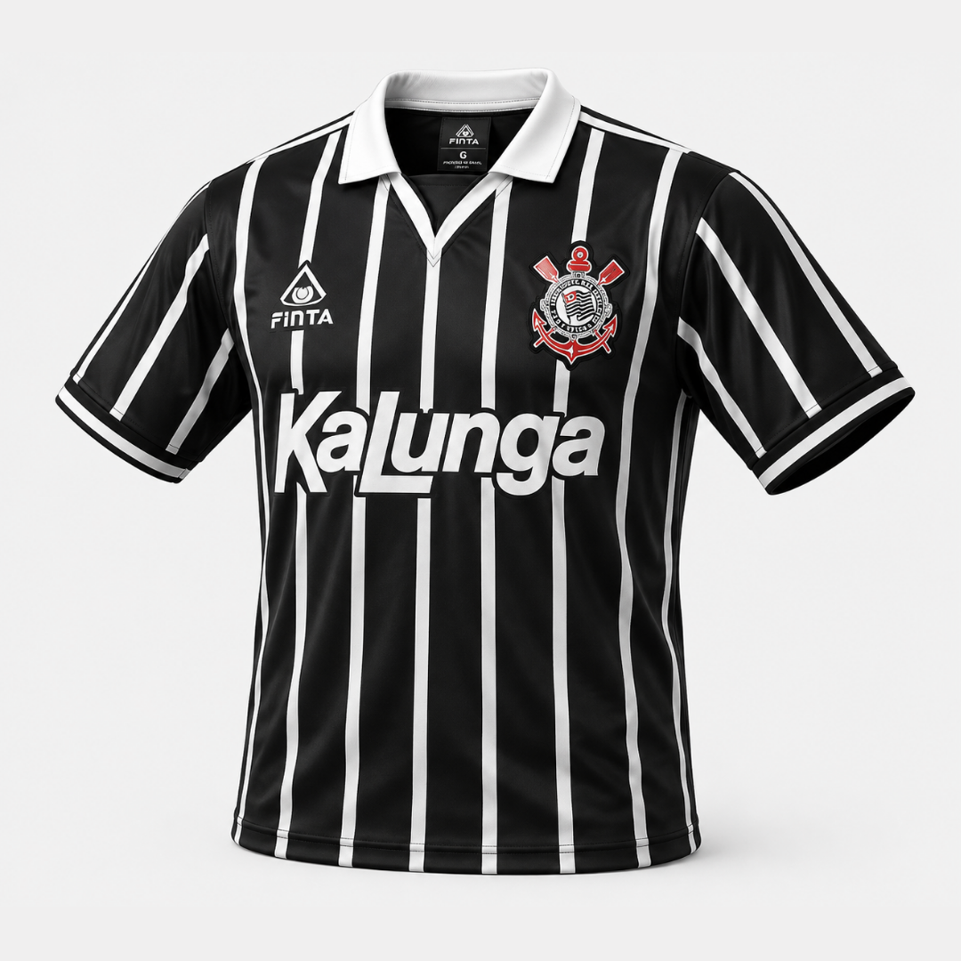 Camisa Corinthians Retrô Patrocínio Kalunga 1990 Torcedor Masculino