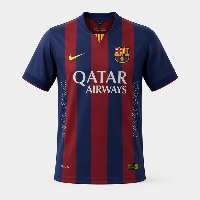 Camisa Barcelona I 2014/2015 Retrô Masculina Grená e Azul
