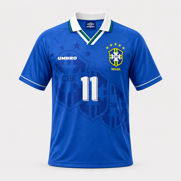 Camisa Futebol Brasil Retrô II Copa do Mundo 1994 Azul Masculina