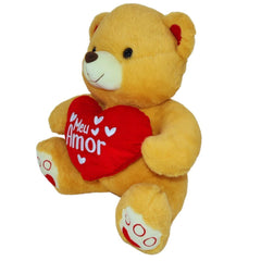 Ursa de Pelúcia Creme 45cm com Coração Vermelho   Diga Eu Te Amo com Estilo Kindy